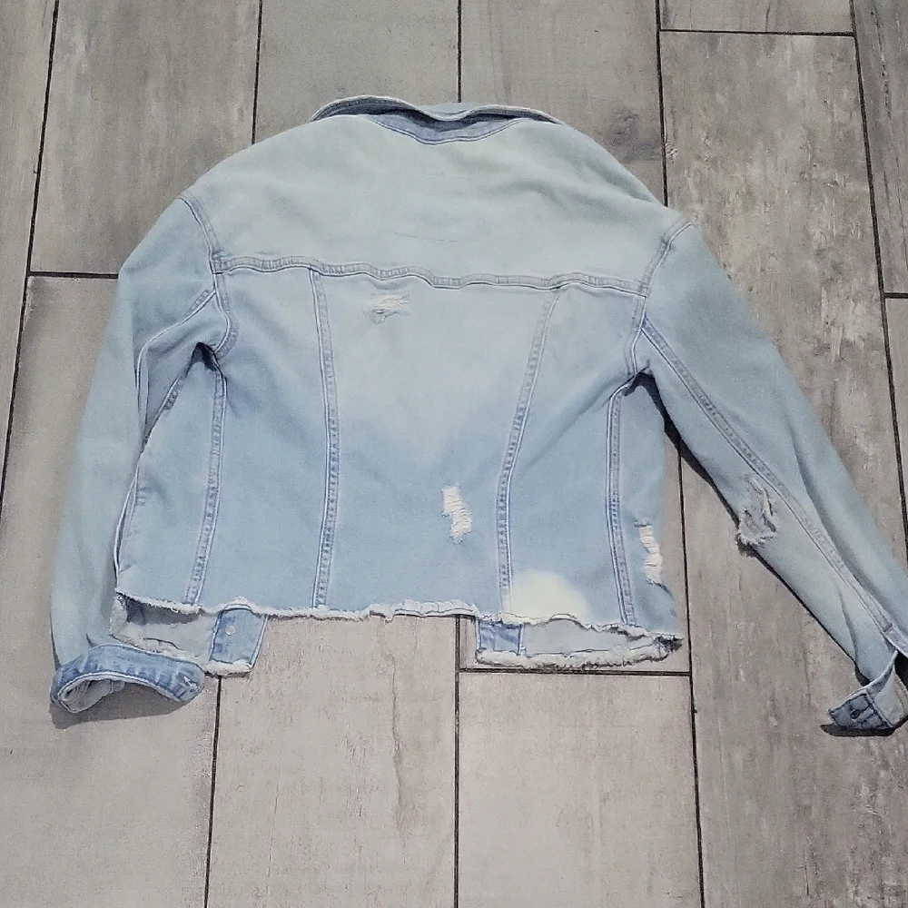 Hollister Distress Light Blue Denim Jacket Size XXS #cj - Picture 6 of 7